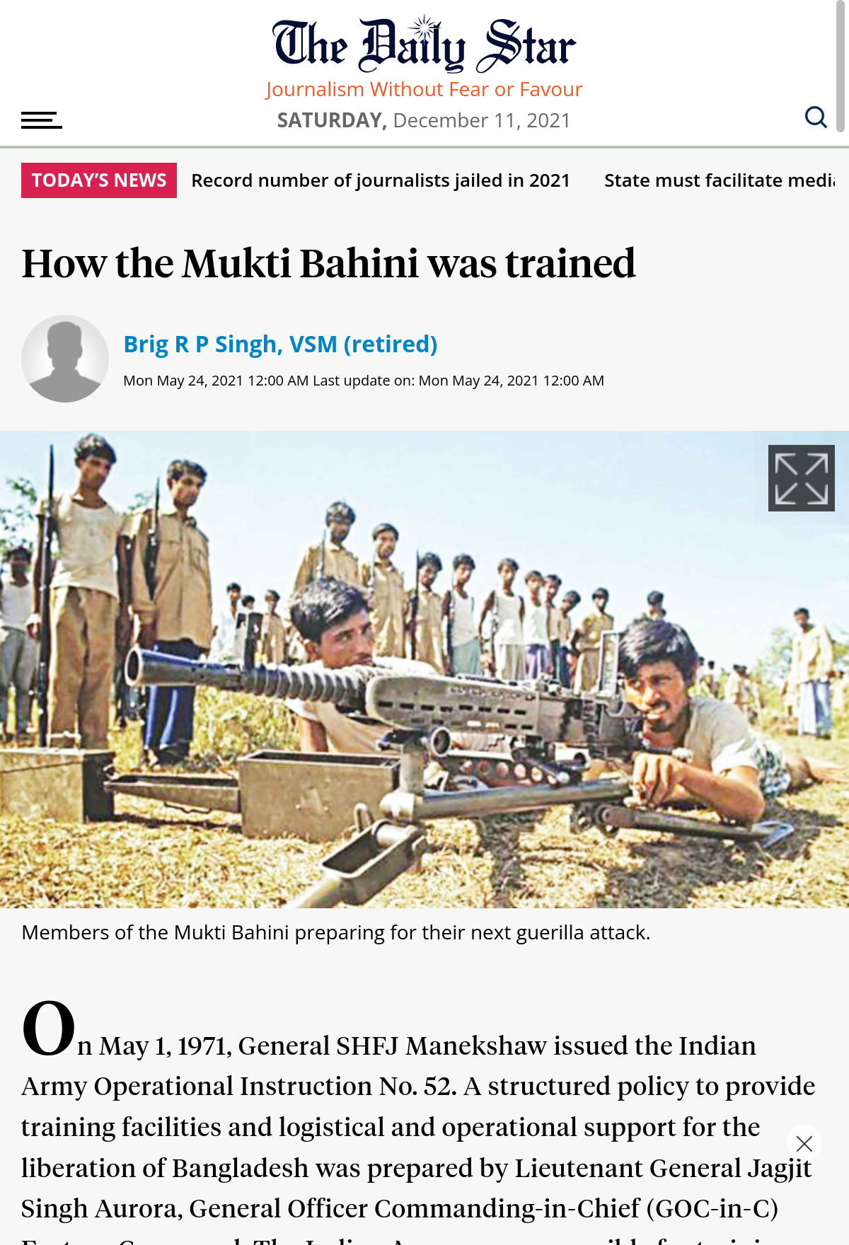 The Daily Star - How the Mukti Bahini was trained