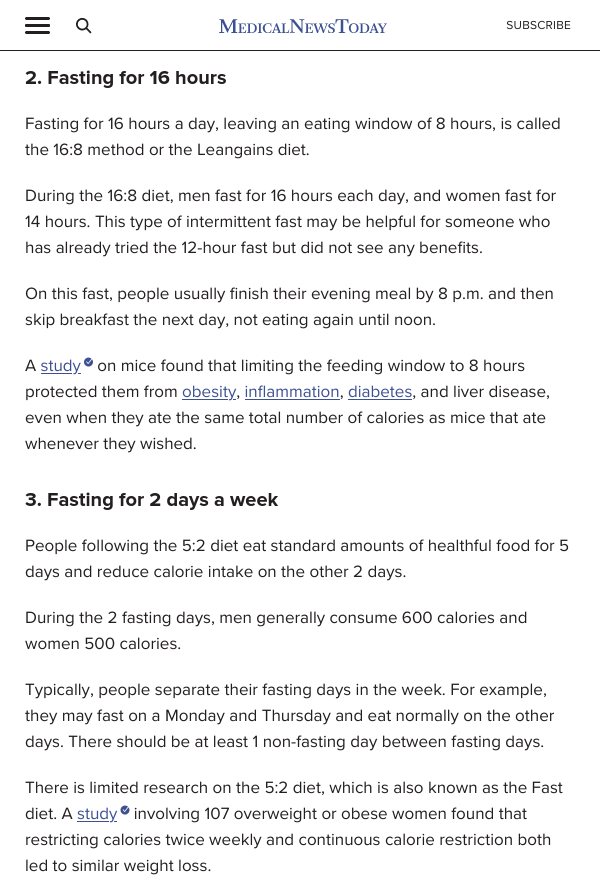 Medical News Today - Seven Ways to do Intermittent Fasting
