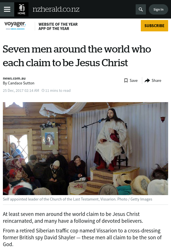 Seven men around the world who each claim to be Jesus Christ