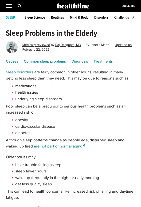 Heathline - Sleep Disorders in the Elderly
