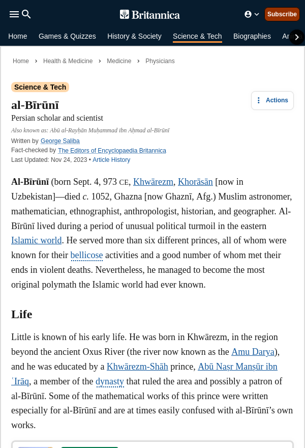 Al-Khwarizmi, Muslim Scientist