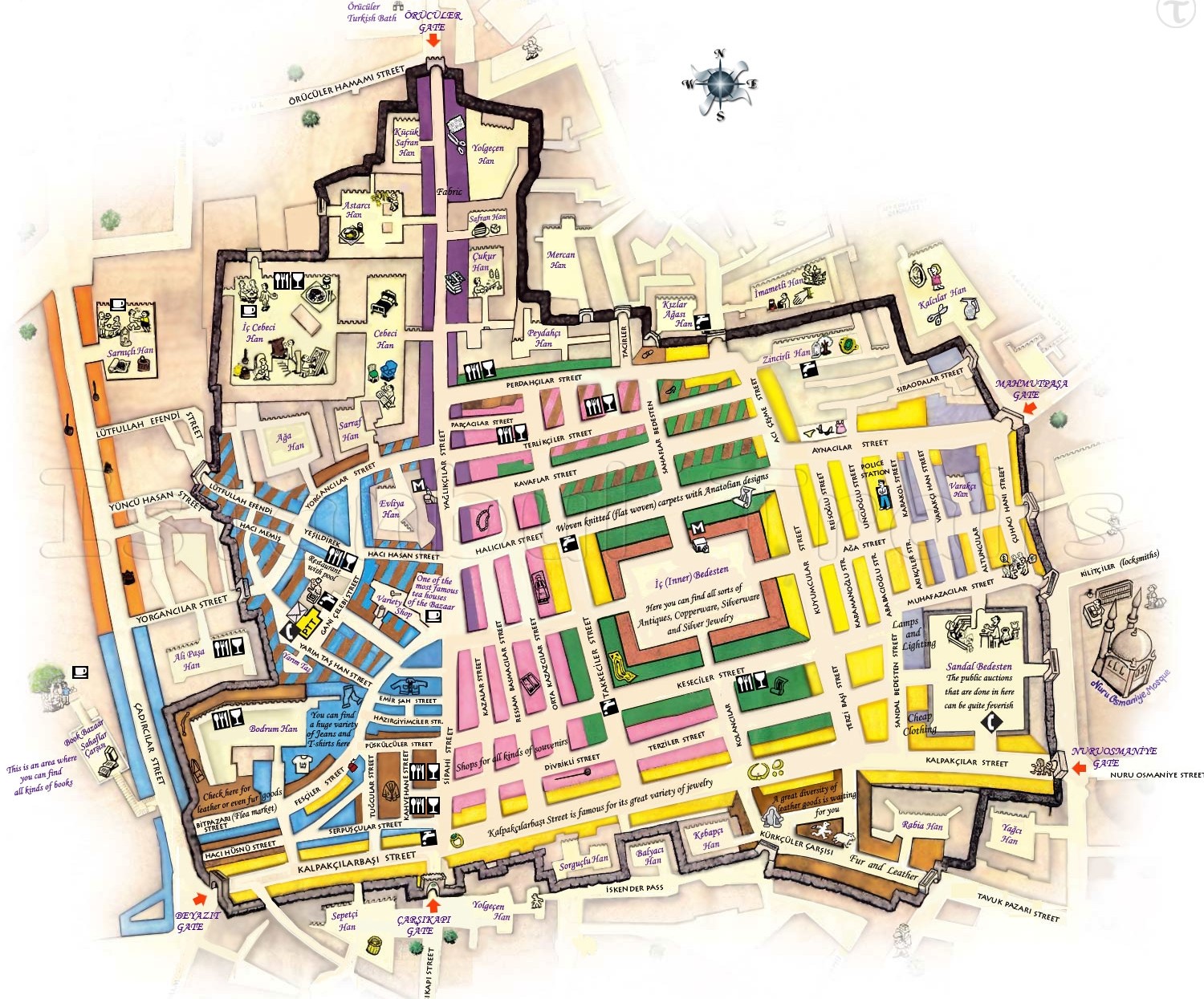 Map of Istanbul Grand Bazaar