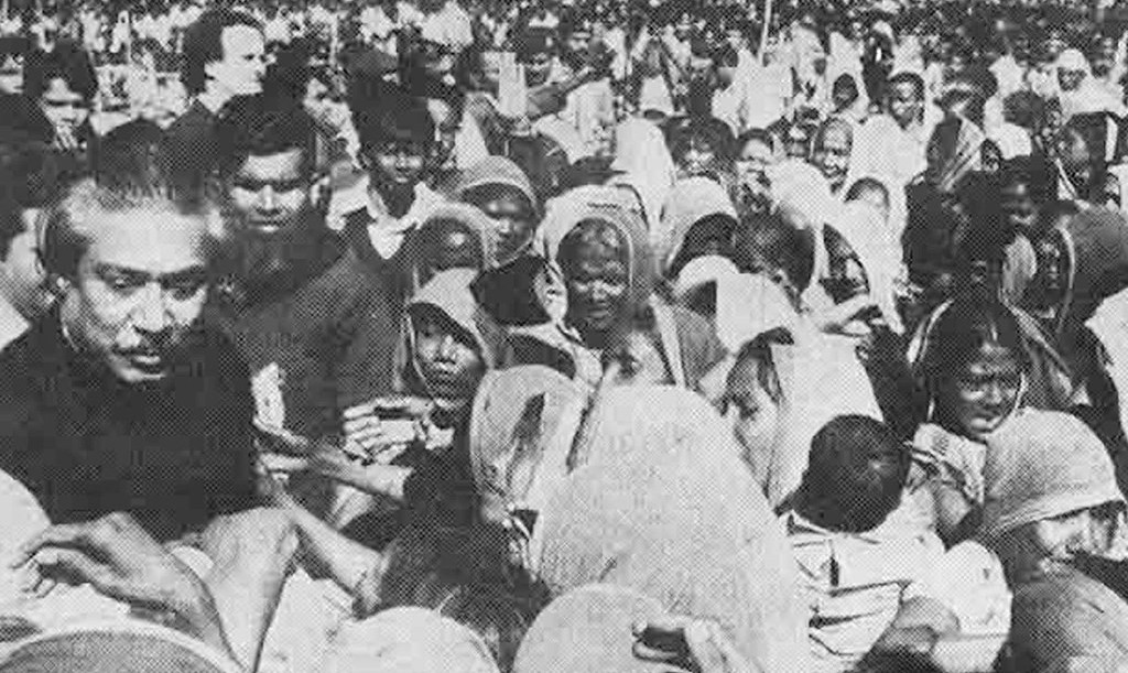 Mujib comforting the victims of Cyclone