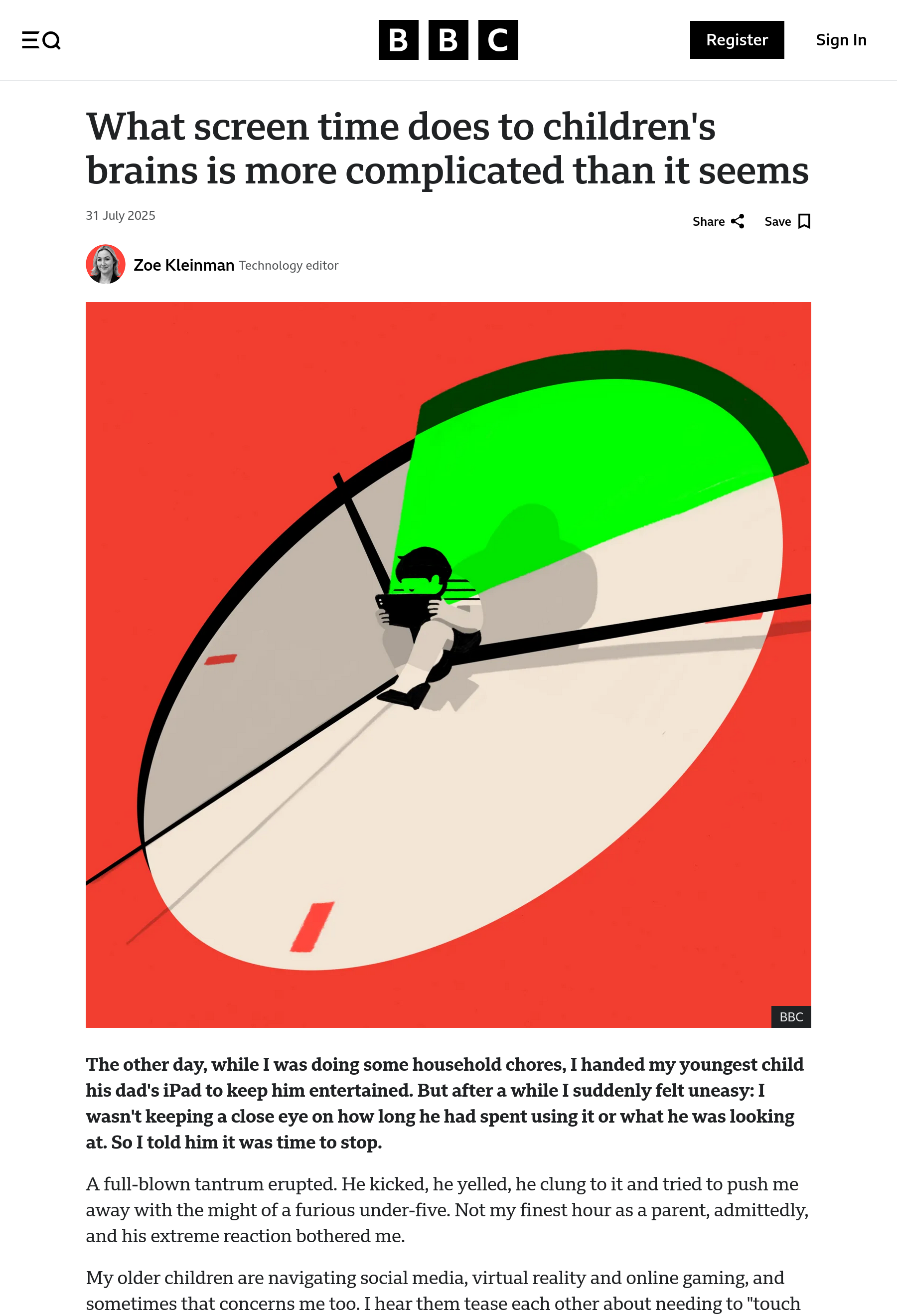 BBC - What screen time does to children's brains is more complicated than it seems