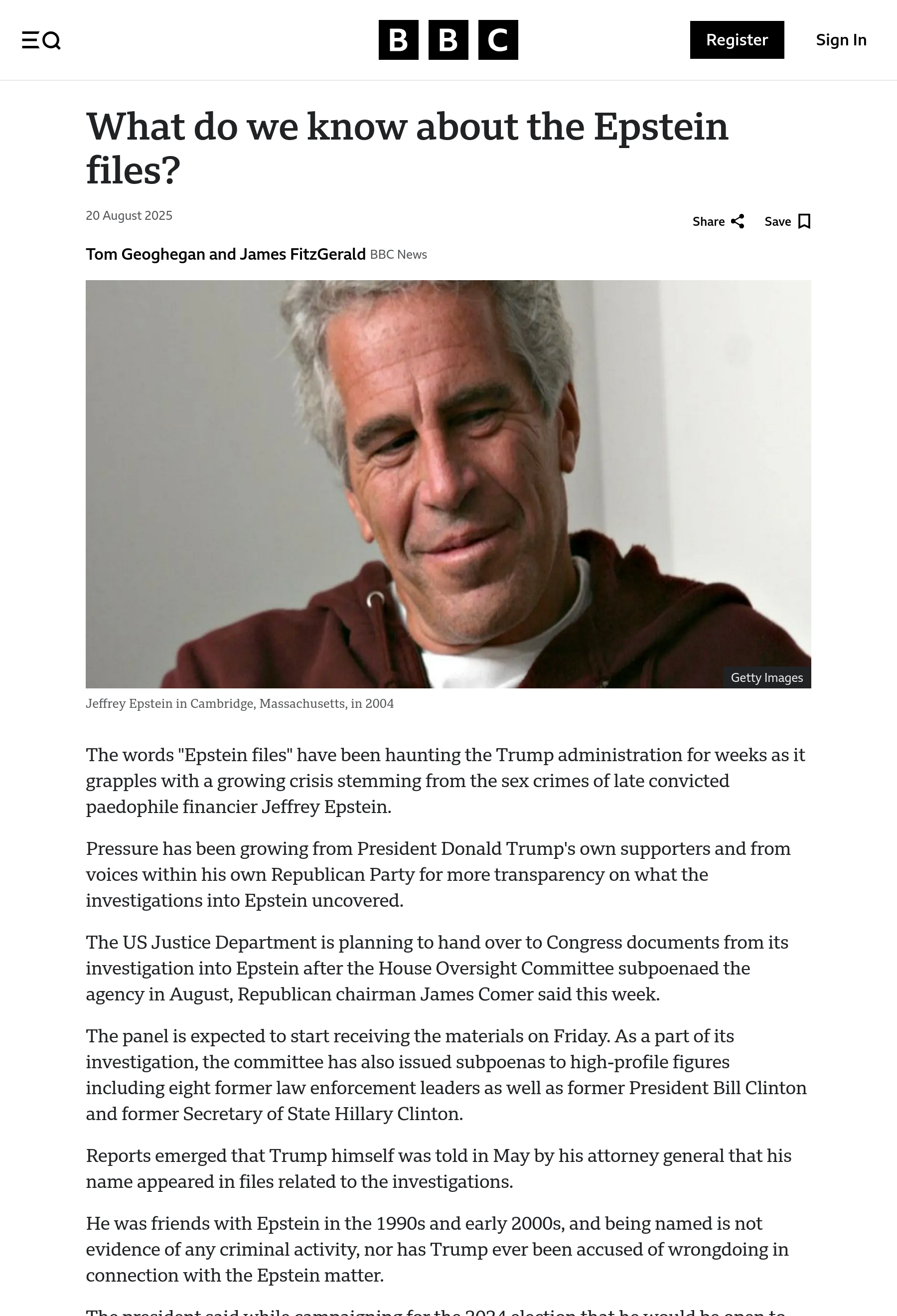 What do we know about the Epstein files?