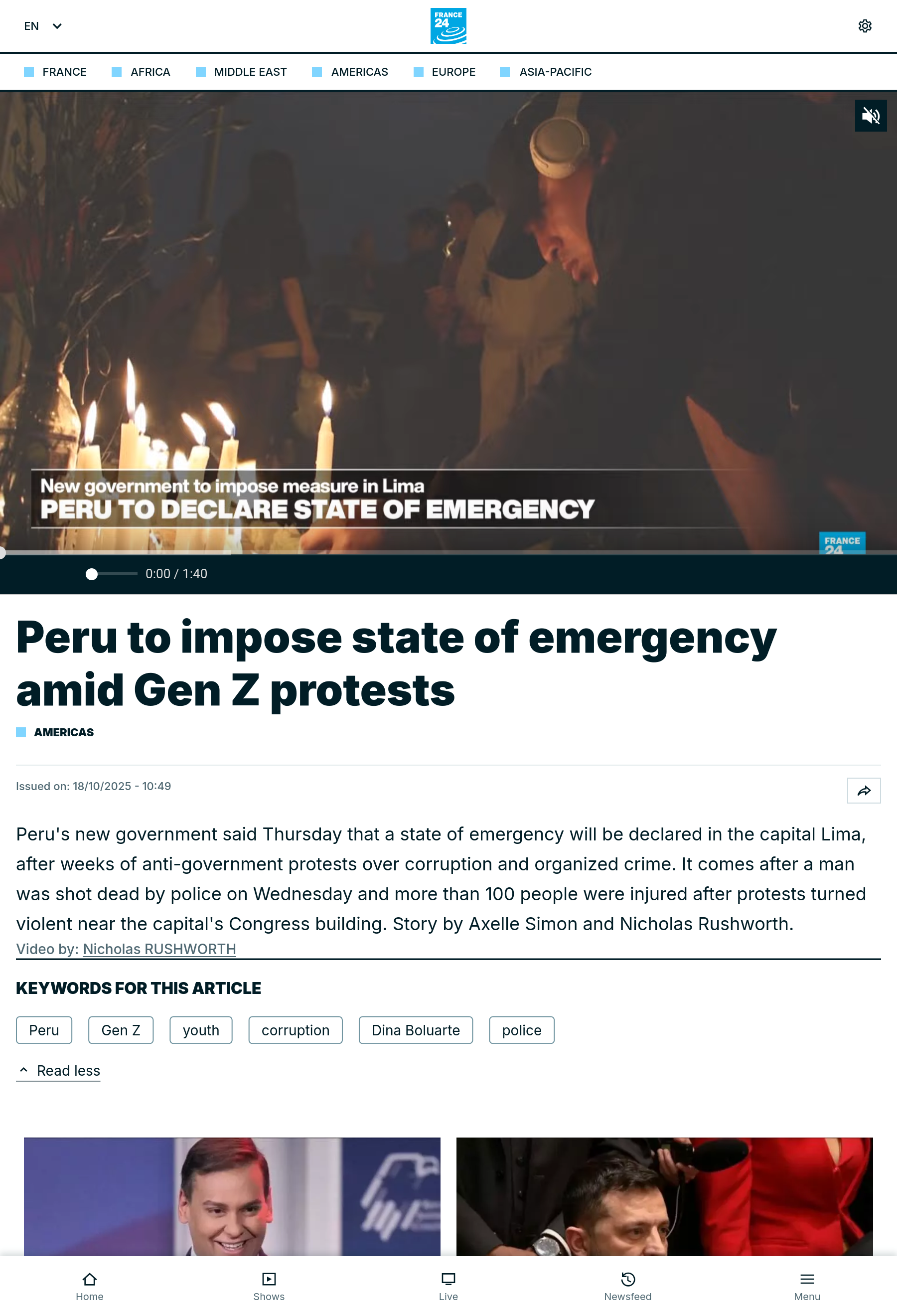 Peru to impose state of emergency amid Gen Z protests