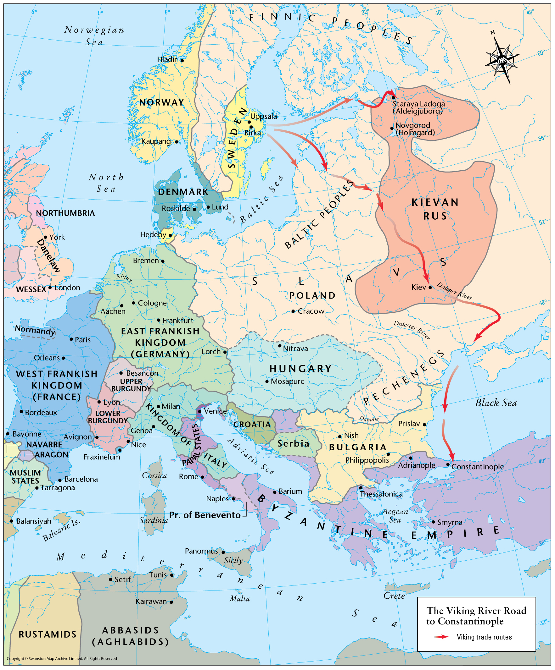 Map of Viking River Road to Constantinople